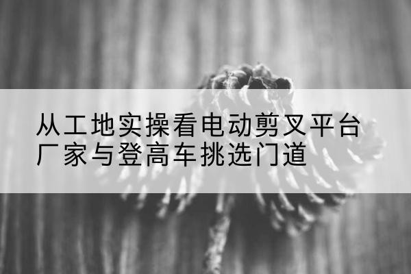 城固电动剪叉升降平台厂家-从工地实操看电动剪叉平台厂家与登高车挑选门道